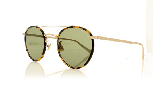 Garrett Leight Rimowa TT-MG/SFGRN Tokyo Tortoise-Matte Gold Semi Flat Green Sunglasses - Angle