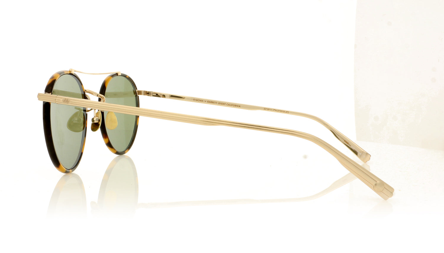 Garrett Leight Rimowa TT-MG/SFGRN Tokyo Tortoise-Matte Gold Semi Flat Green Sunglasses - Side