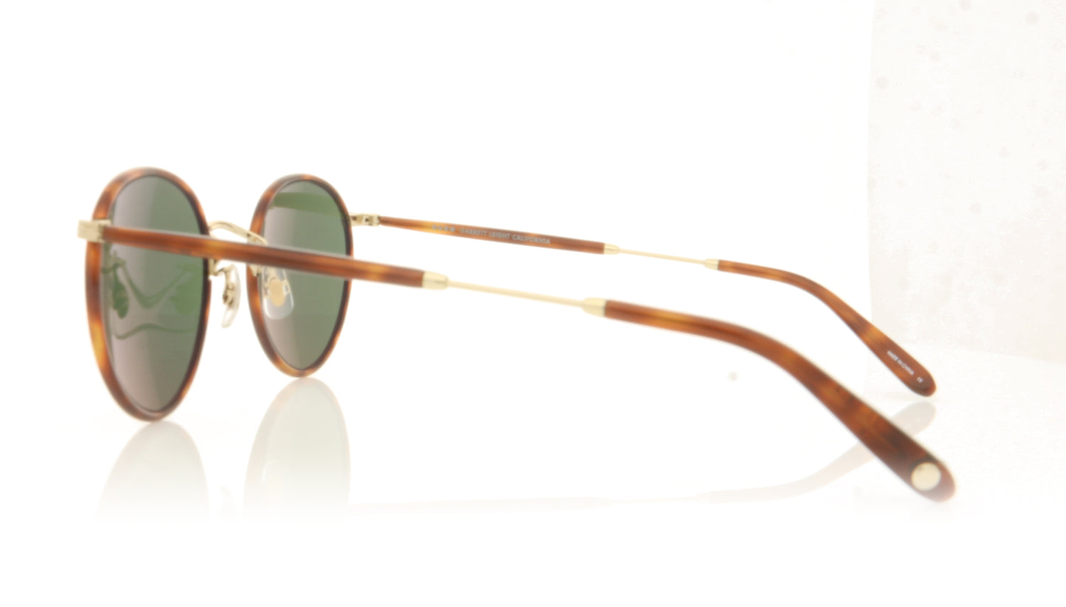 Garrett Leight Wilson 4003 BT-G-DHT/PG15 Butterscotch Tortoise Sunglasses - Side
