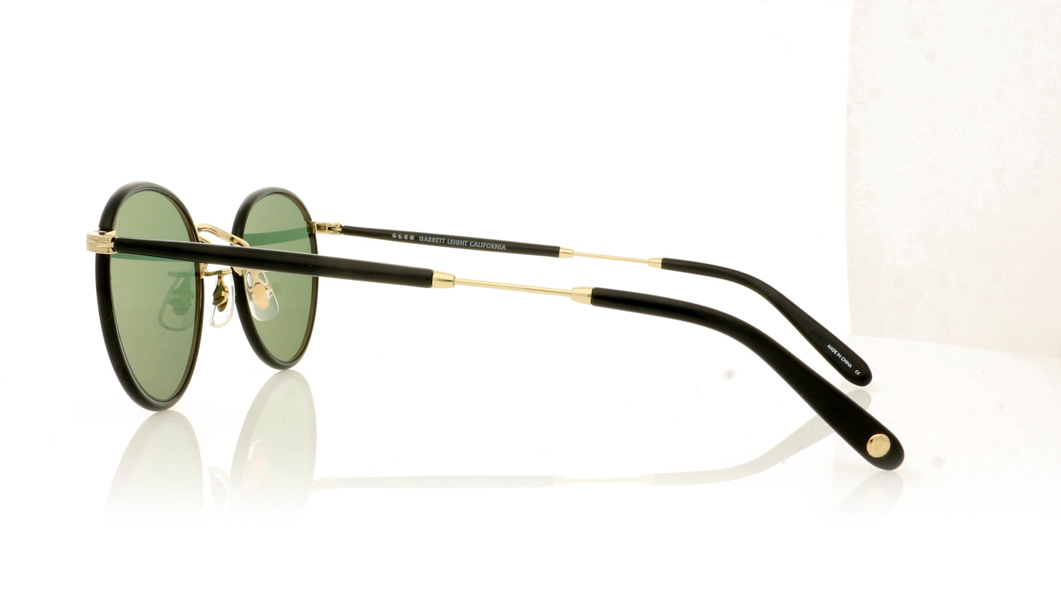 Garrett Leight Wilson BK-G-BK/SFPG15 Black-Gold-Black Pure G15 Sunglasses - Side
