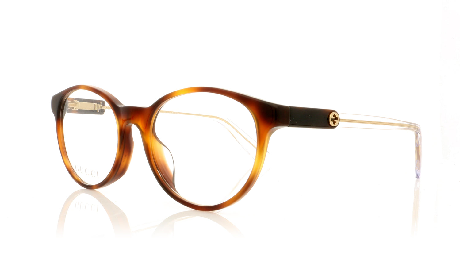 Gucci GG0487OA 3 Havana Transparent Glasses - Angle