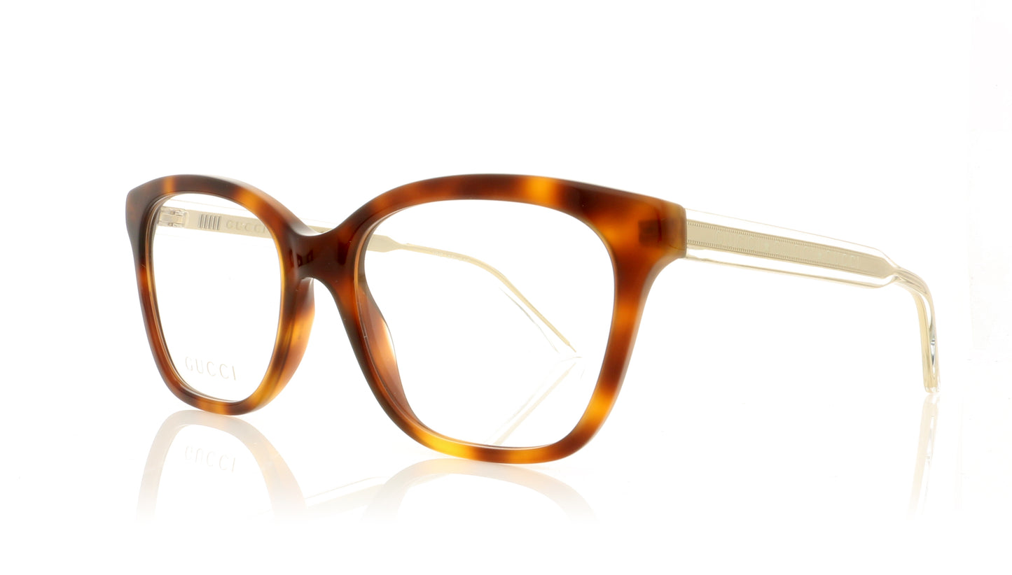 Gucci GG0566O 2 Havana Crystal Glasses - Angle