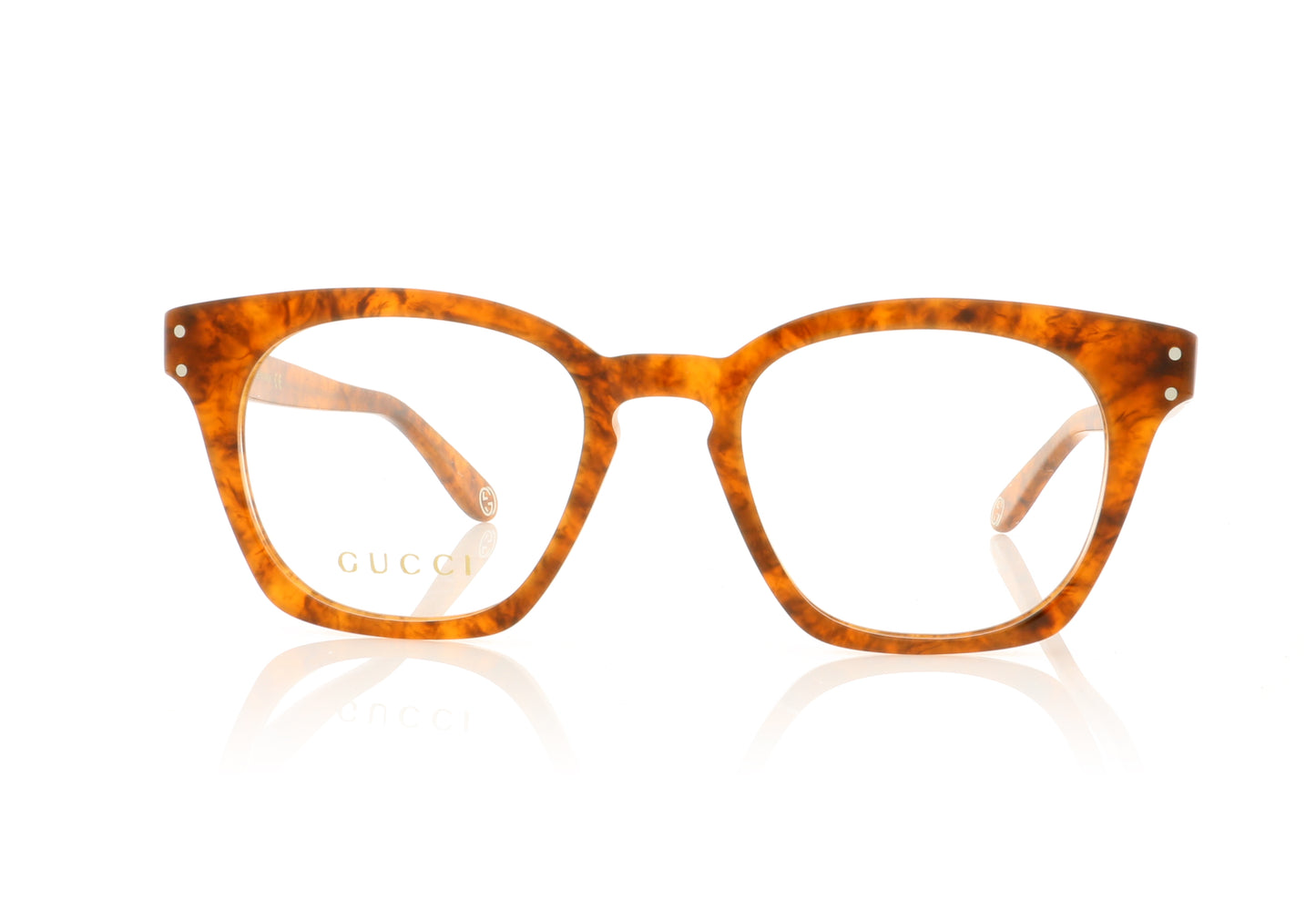 Gucci GG0572O 5 Havana Transparent Glasses - Front