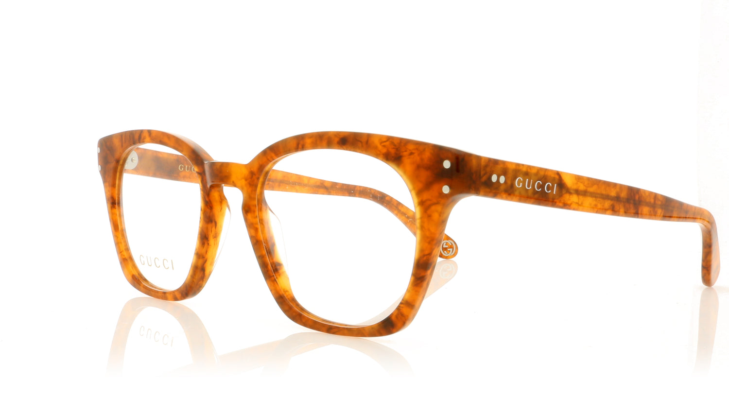 Gucci GG0572O 5 Havana Transparent Glasses - Angle