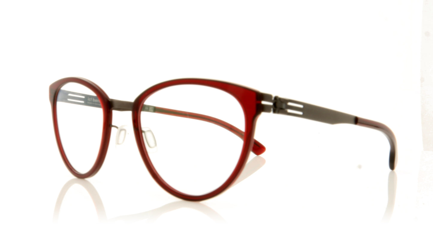 ic! berlin Beate J TBR Teak Barolo Red Glasses - Angle
