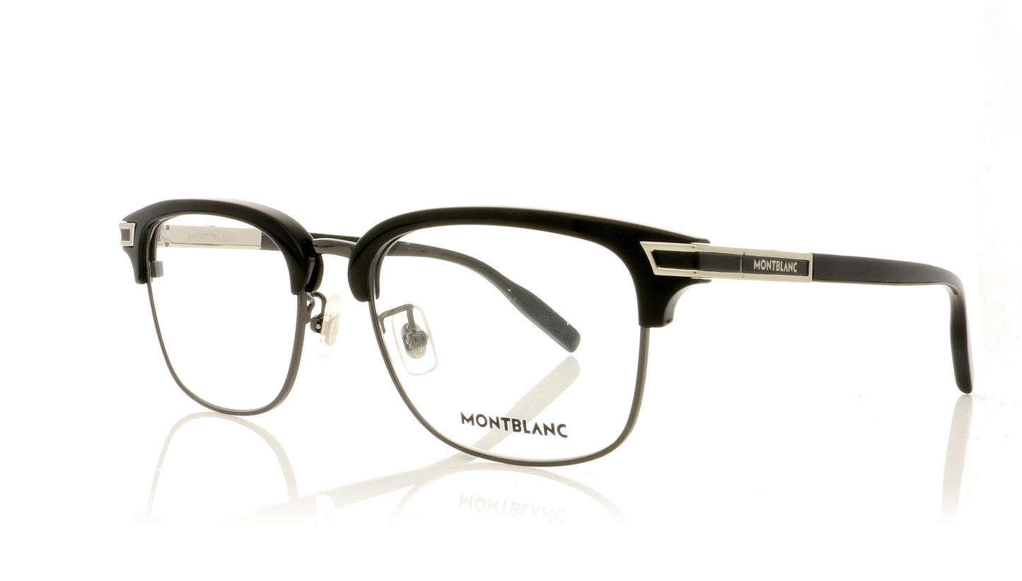 Mont Blanc MB0043O 1 Black-Silver Glasses - Angle
