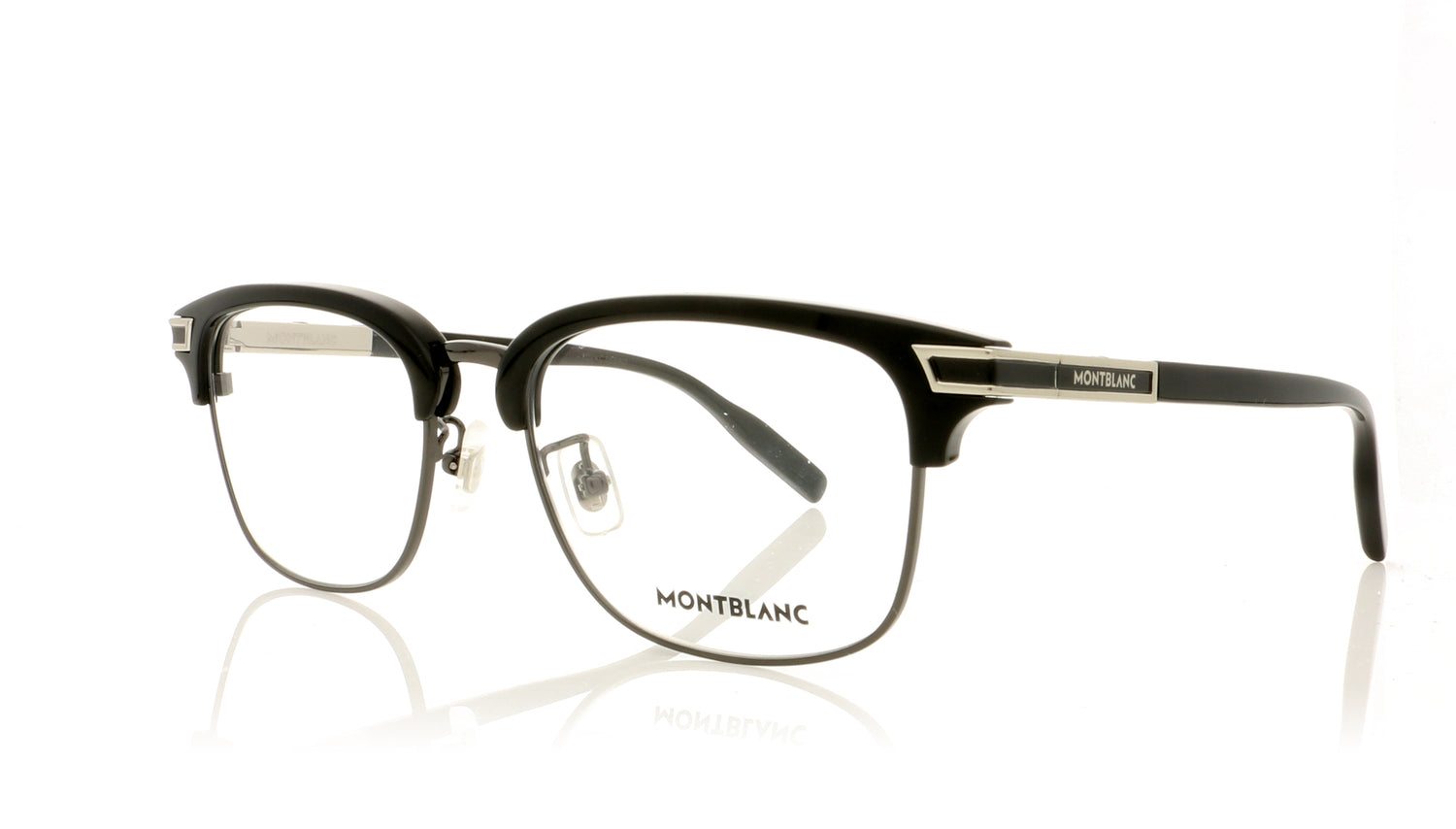 Mont Blanc MB0043O 1 Black-Silver Glasses - Angle