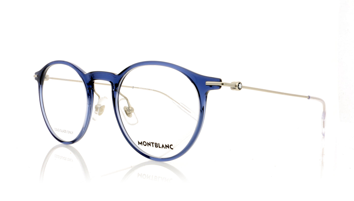 Mont Blanc MB0099O 4 Blue-Silver Glasses - Angle