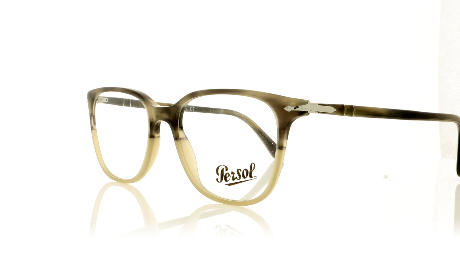 Persol 0PO3203V 1065 Stripped Grey Beige Gradient Glasses - Angle