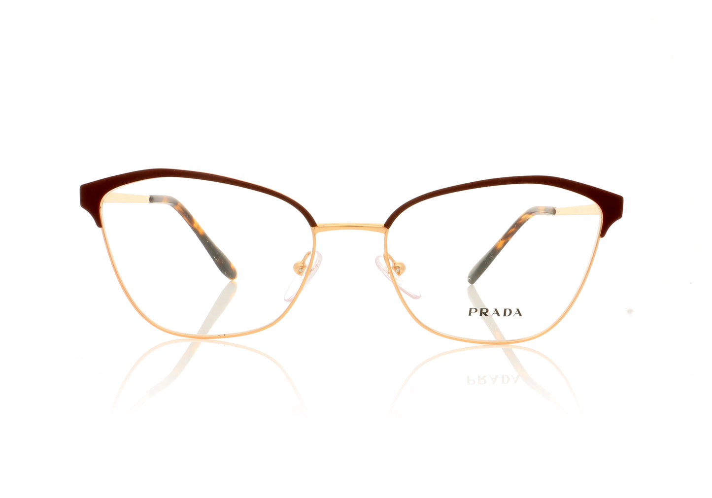 Prada 0PR62XV VPR 62X 4e+101 Matte Red Pale Gold Glasses - Front
