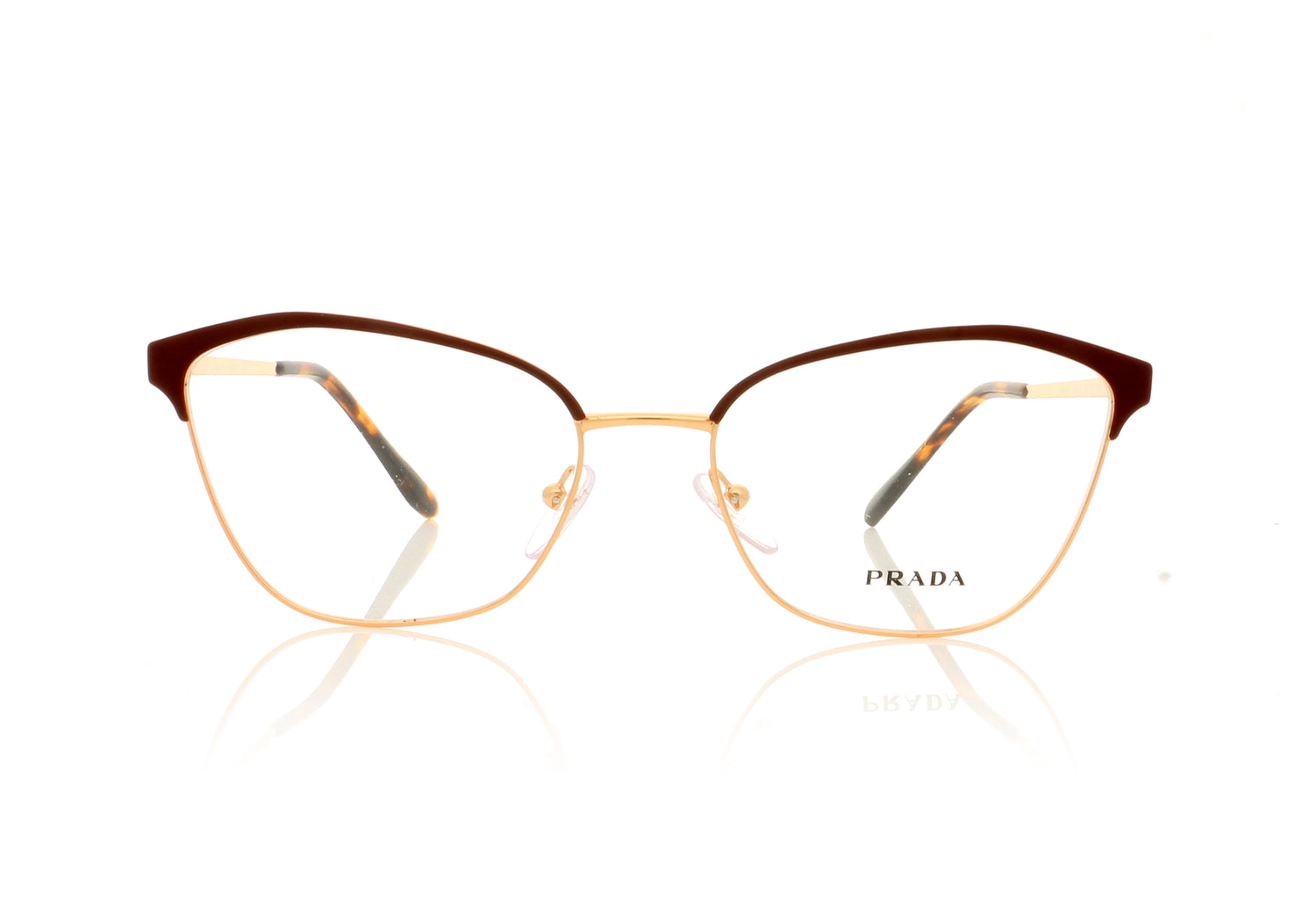Prada 0PR62XV VPR 62X 4e+101 Matte Red Pale Gold Glasses - Front