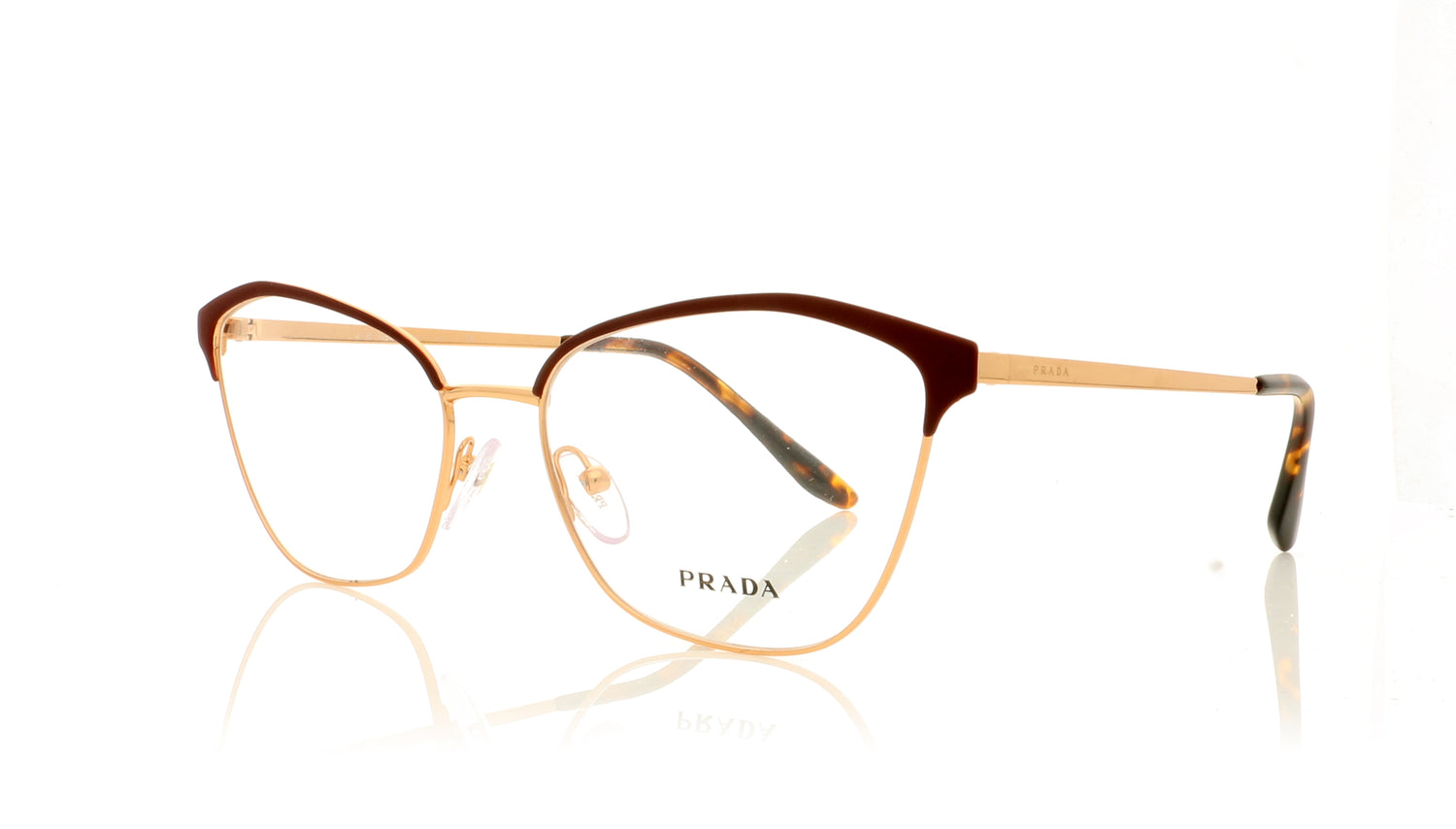 Prada 0PR62XV VPR 62X 4e+101 Matte Red Pale Gold Glasses - Angle