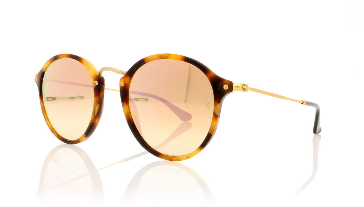Ray-Ban Round 11607O Spotted Brown Havana Sunglasses - Angle