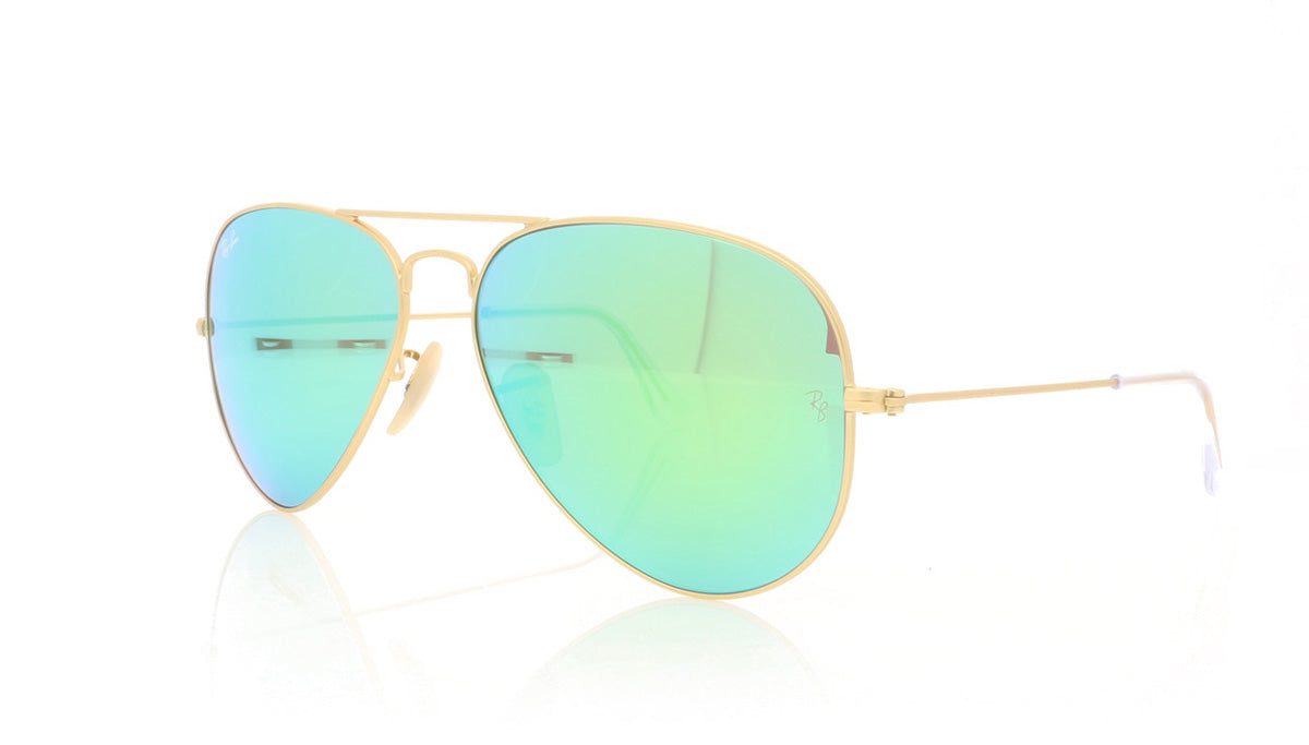 Ray-Ban Aviator Large Metal 112/19 Matte Gold Sunglasses - Angle