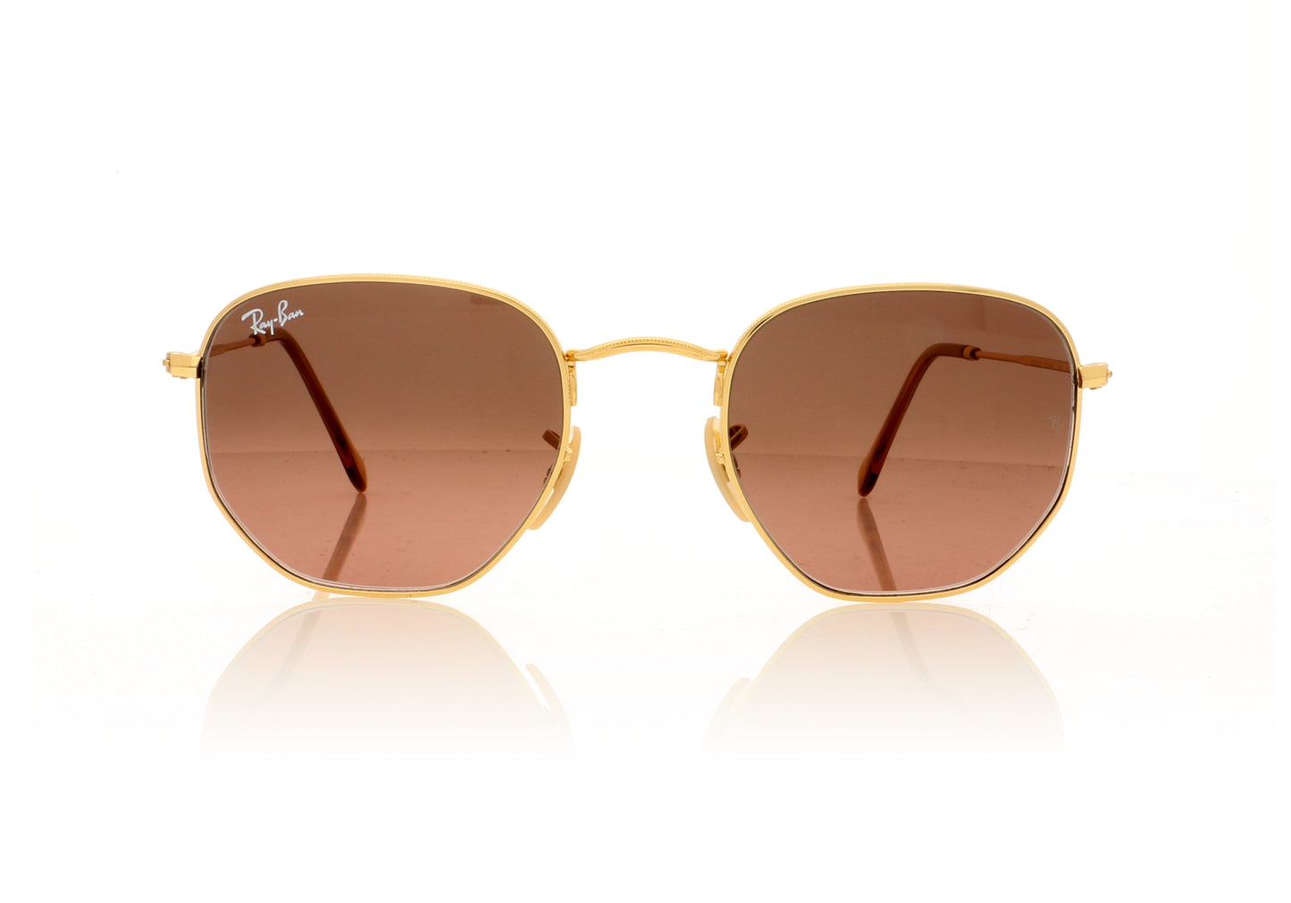 Ray-Ban Hexagonal 912443 Gold Sunglasses - Front