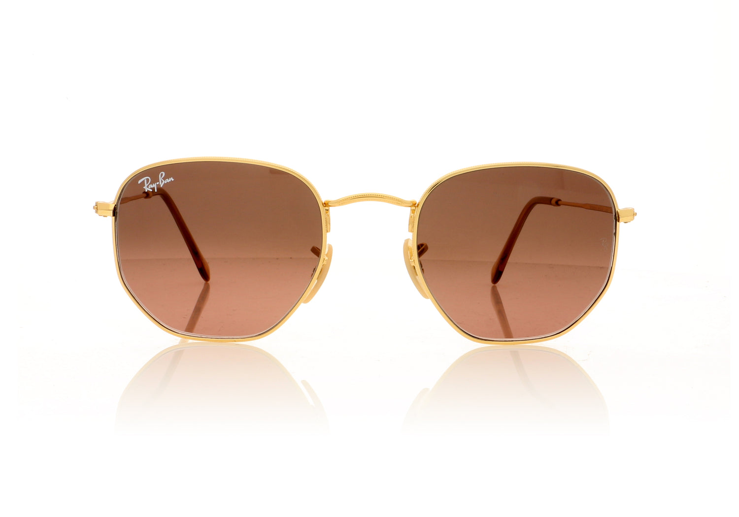 Ray-Ban Hexagonal 912443 Gold Sunglasses - Front