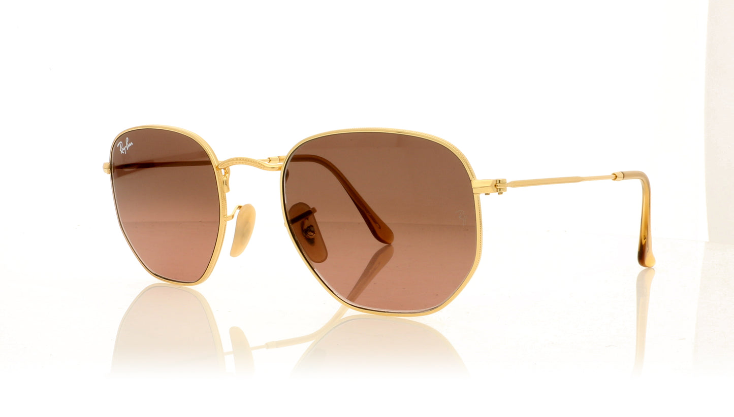 Ray-Ban Hexagonal 912443 Gold Sunglasses - Angle