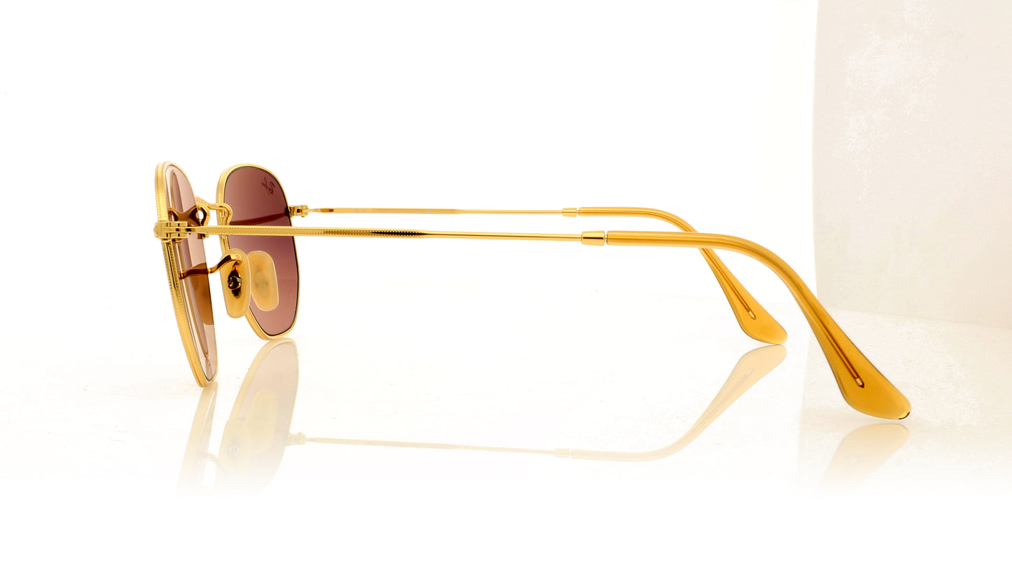 Ray-Ban Hexagonal 912443 Gold Sunglasses - Side