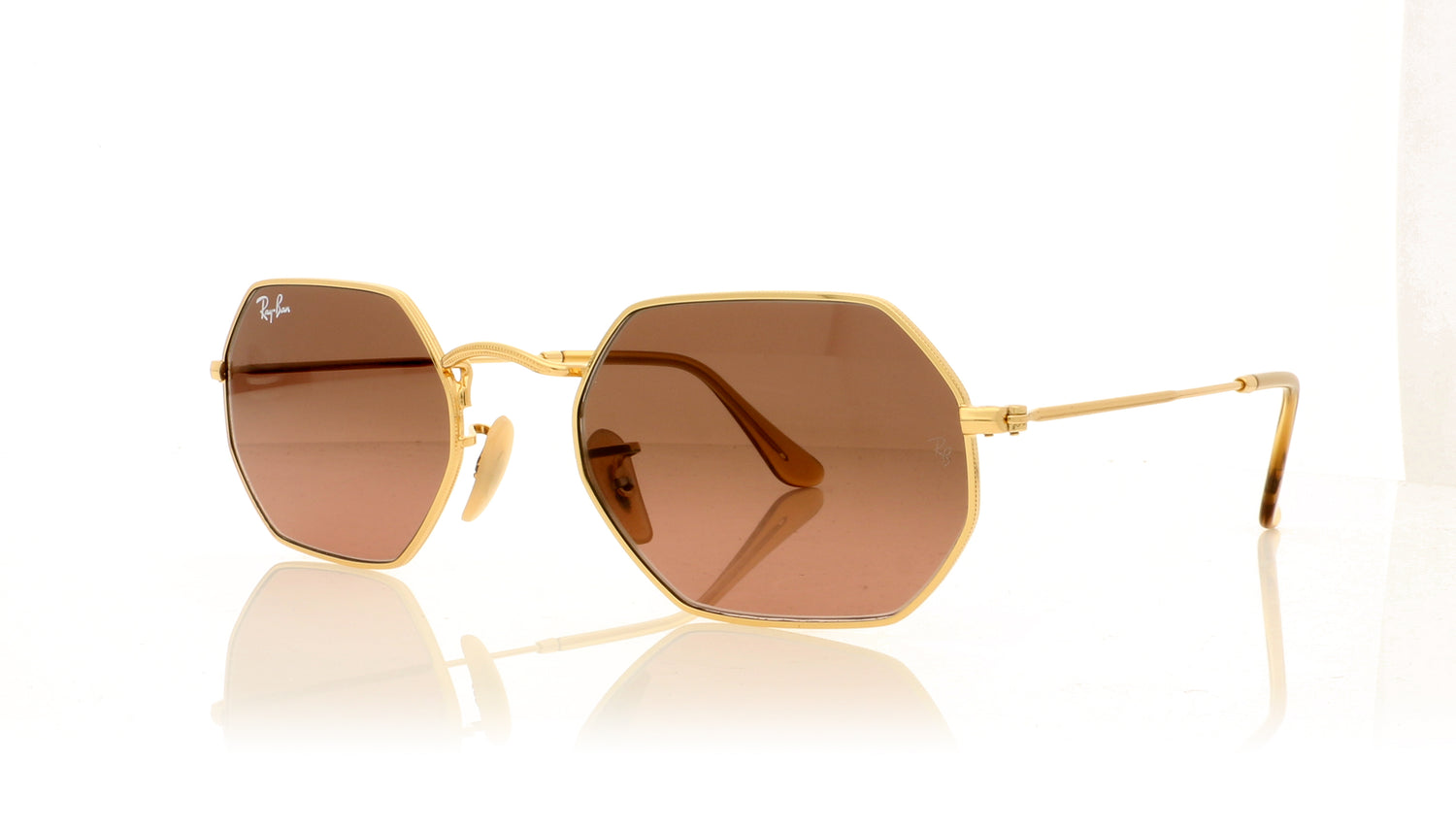 Ray-Ban Octagonal RB3556N 912443 Gold Sunglasses - Angle