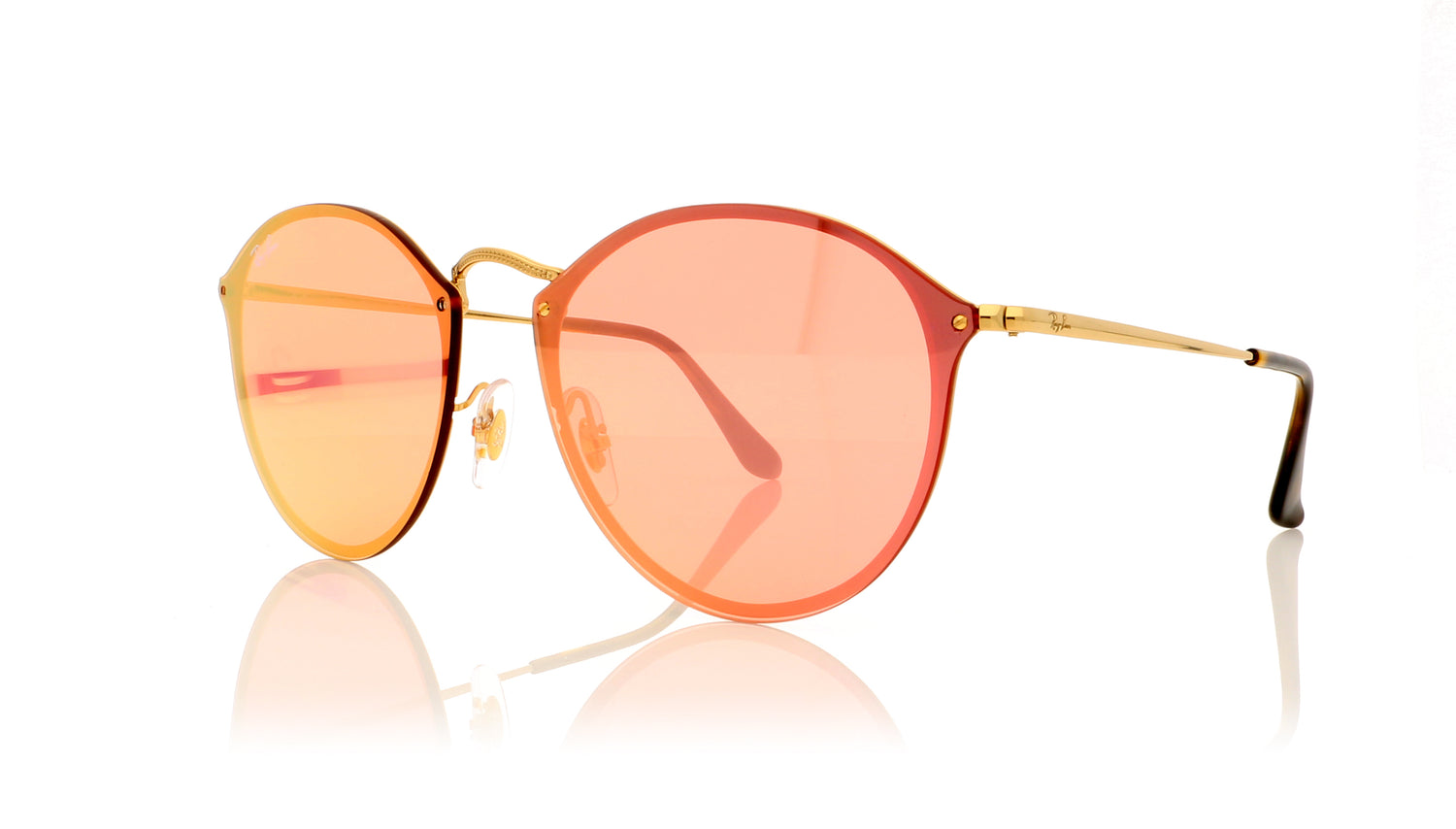 Ray-Ban Blaze round 0RB3574N 001/E4 Gold Sunglasses - Angle