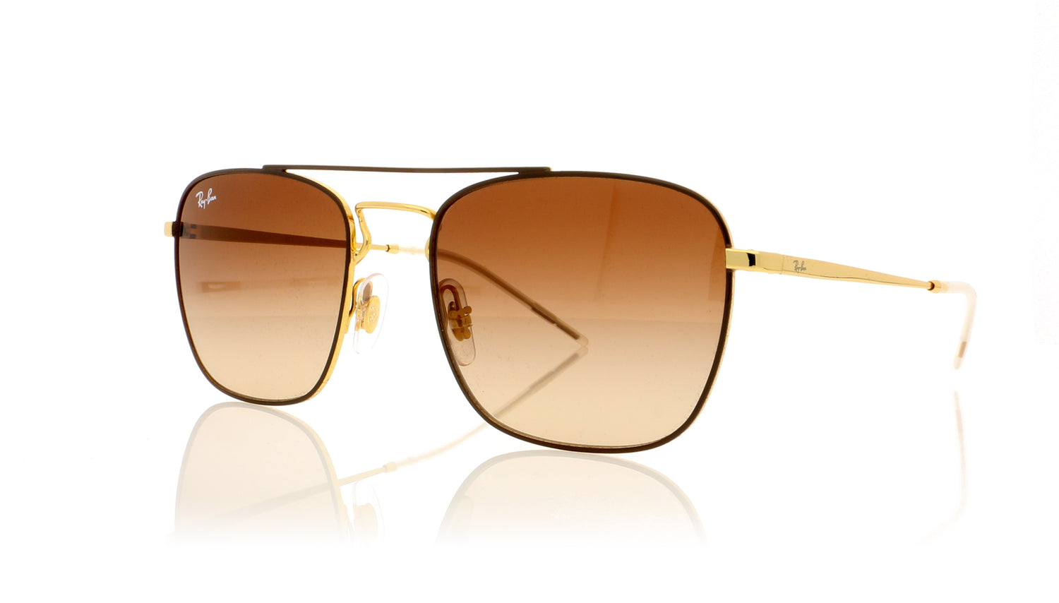 Ray-Ban RB3588 905513 Gold top on brown Sunglasses - Angle