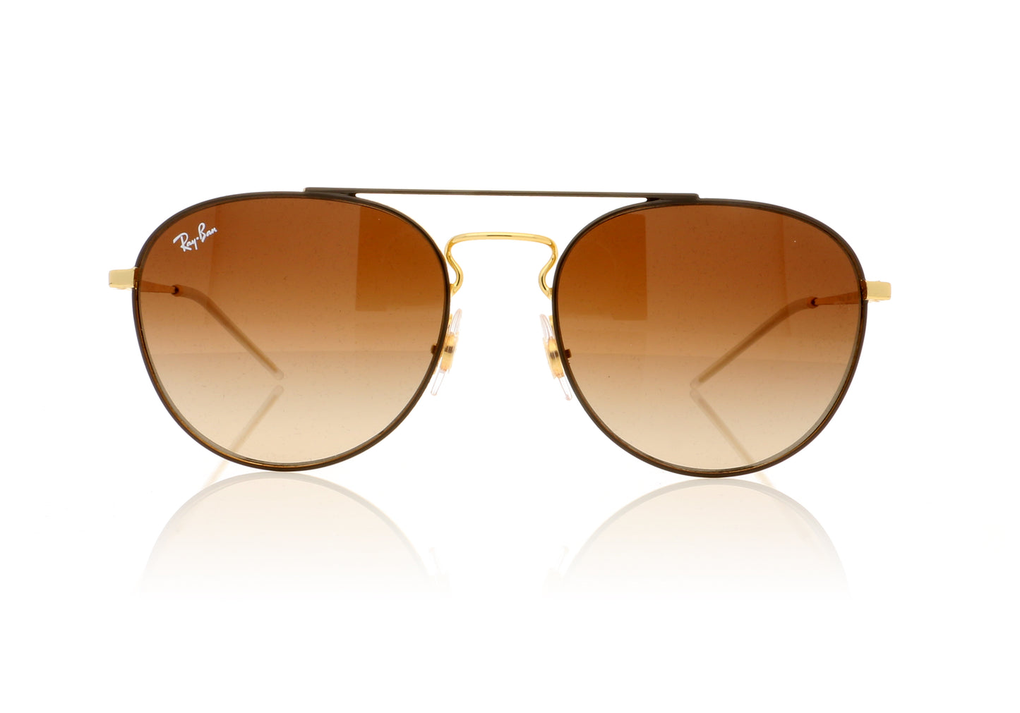 Ray-Ban 0RB3589 905513 Gold top on brown Sunglasses - Front