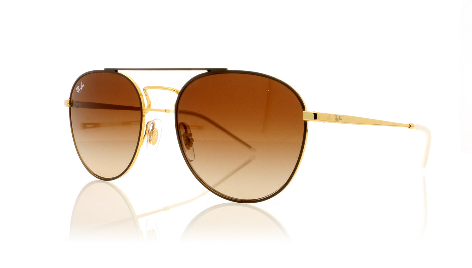 Ray-Ban 0RB3589 905513 Gold top on brown Sunglasses - Angle