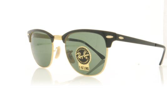 Ray-Ban Clubmaster Metal 187 Gold Top On Black Sunglasses - Angle