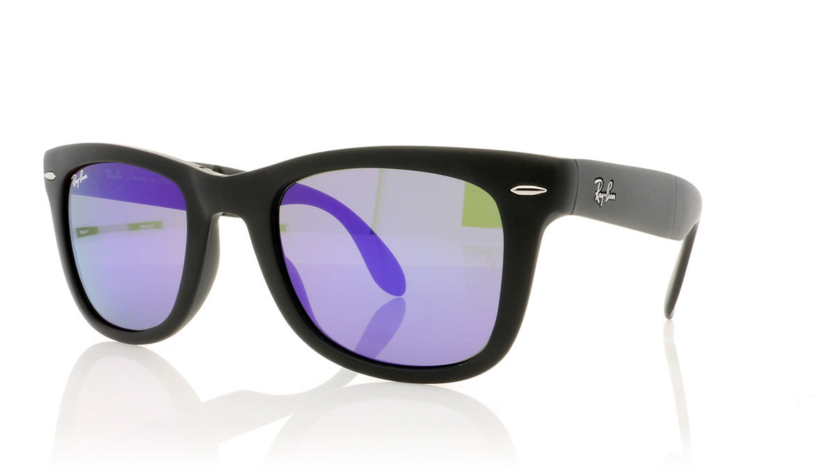 Ray-Ban Folding Wayfarer RB4105 601S1M Mt Black Sunglasses - Angle
