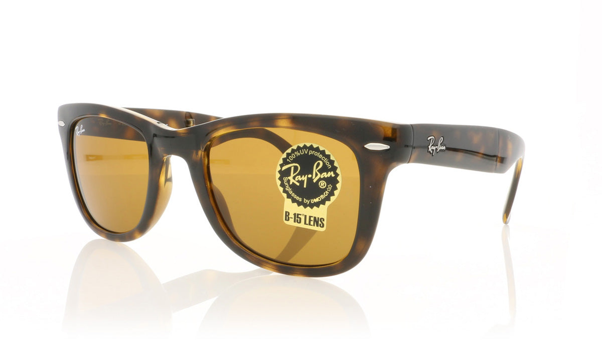 Ray-Ban Folding Wayfarer RB4105 710 Light Havana Sunglasses - Angle
