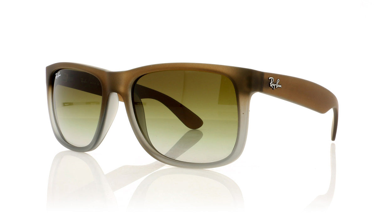 Ray-Ban Justin 854/7Z Rubber Brown On Grey Sunglasses - Angle