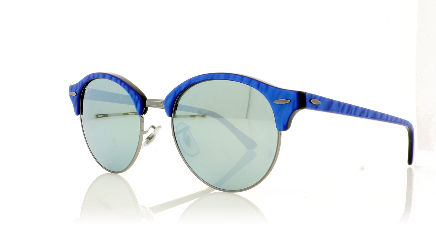 Ray-Ban Clubround 984/30 Top Wrinkled Blu On Black Sunglasses - Angle