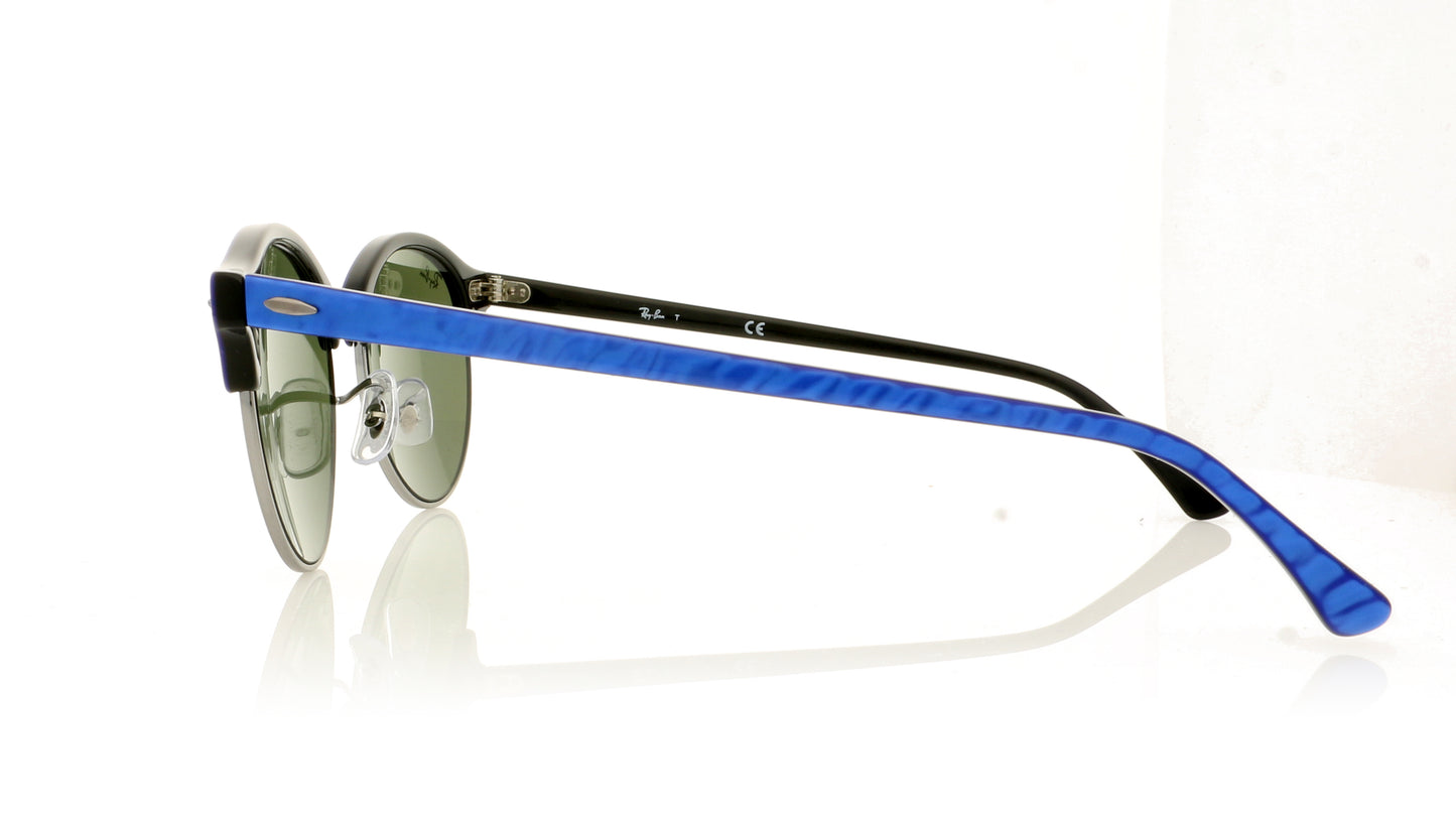 Ray-Ban Clubround 984/30 Top Wrinkled Blu On Black Sunglasses - Side