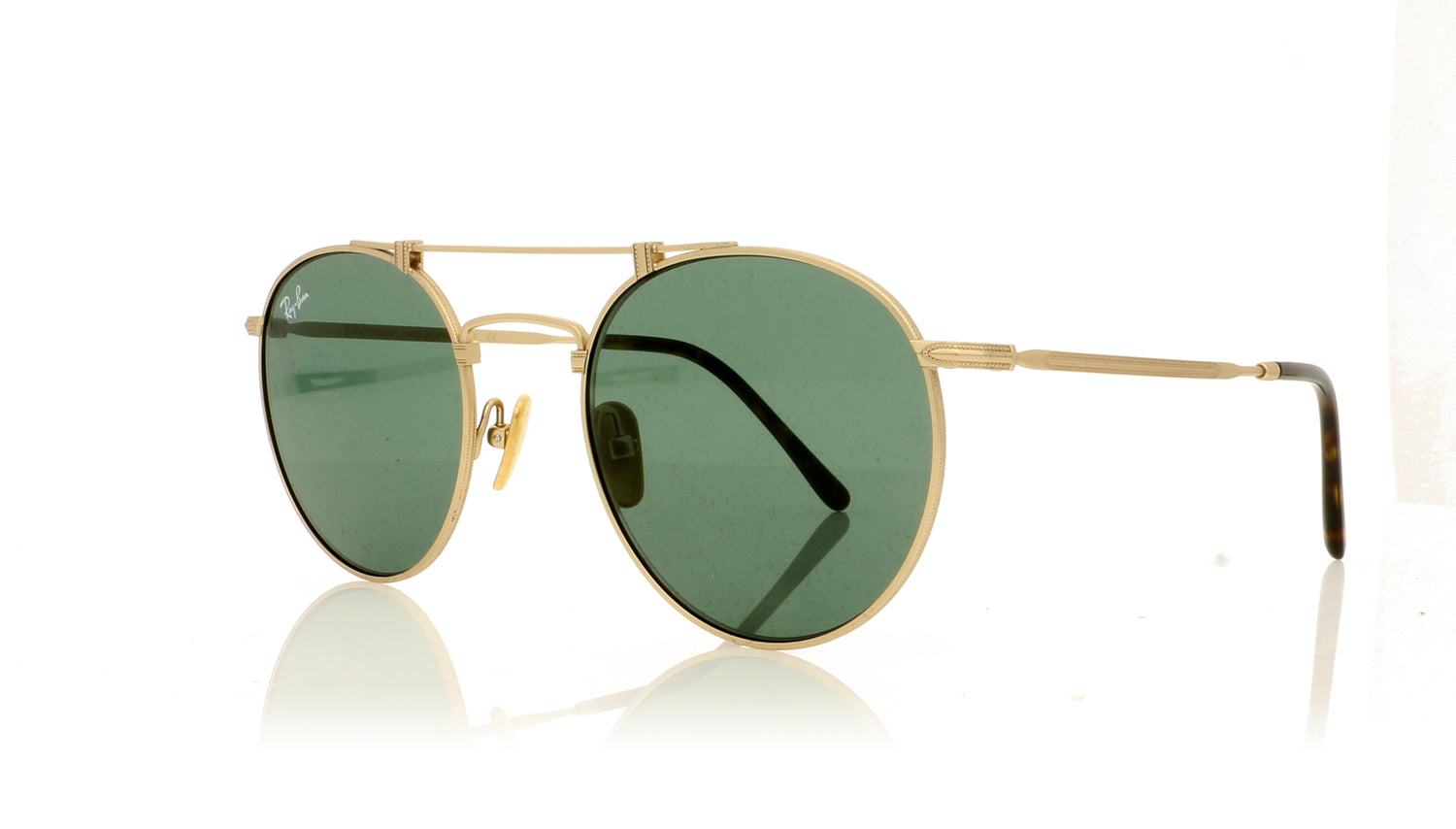 Ray-Ban Titanium 913658 Brusched Demi Gloss White Gold Sunglasses - Angle