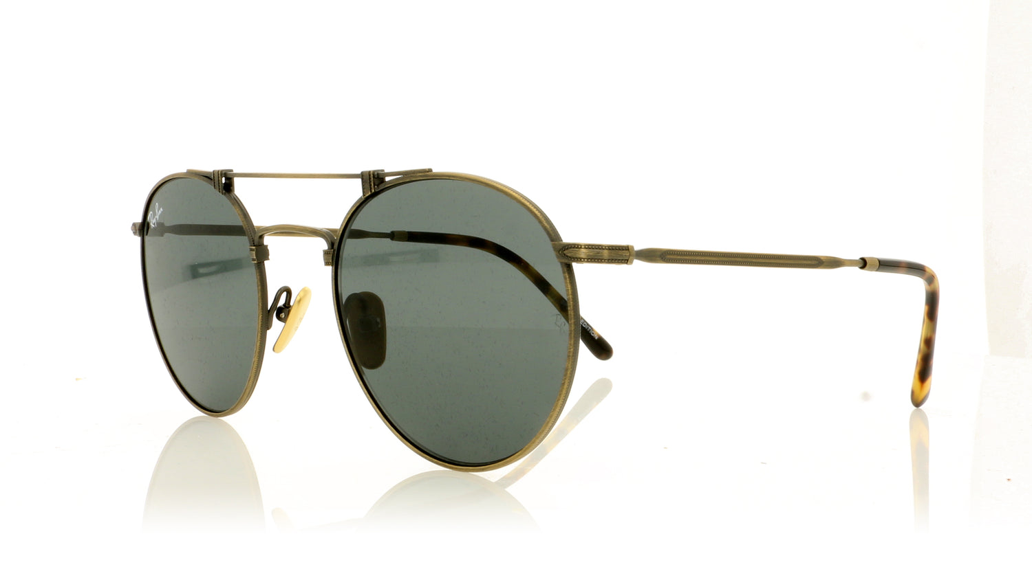 Ray-Ban Titanium 913757 Demi Gloss Antique Gold Sunglasses - Angle
