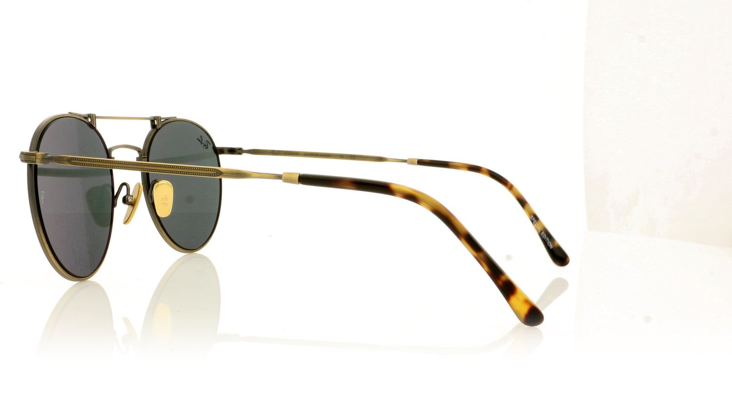 Ray-Ban Titanium 913757 Demi Gloss Antique Gold Sunglasses - Side