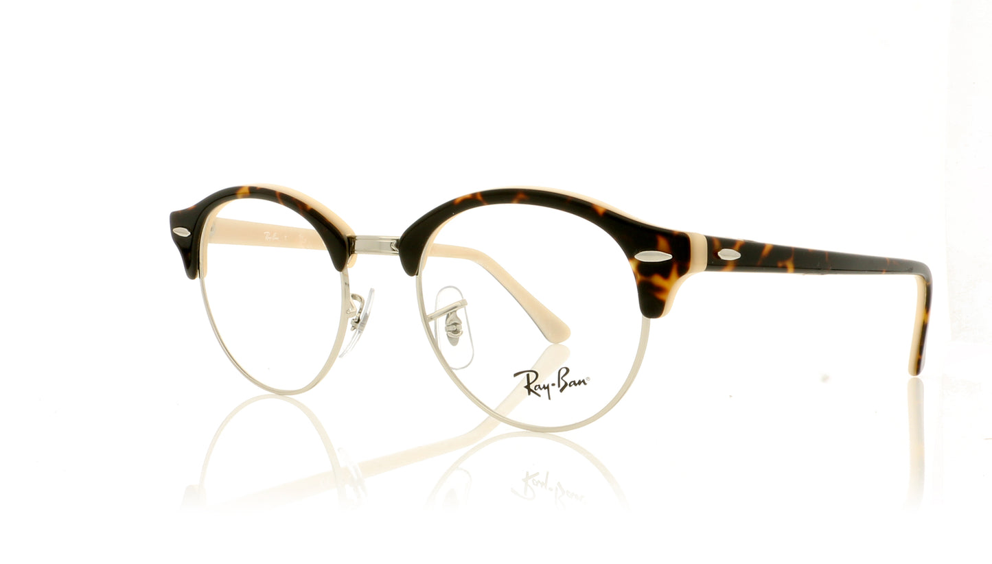 Ray-Ban Clubround 5239 Top Havana On Opal Peach Glasses - Angle
