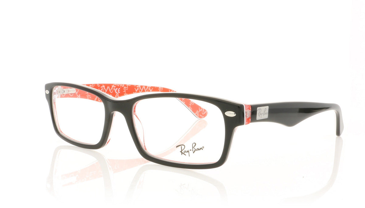 Ray-Ban 0RX5206 2479 Top Black On Texture Red Glasses - Angle