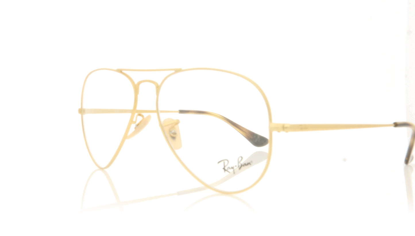 Ray-Ban Aviator 3033 Matte Gold Glasses - Angle