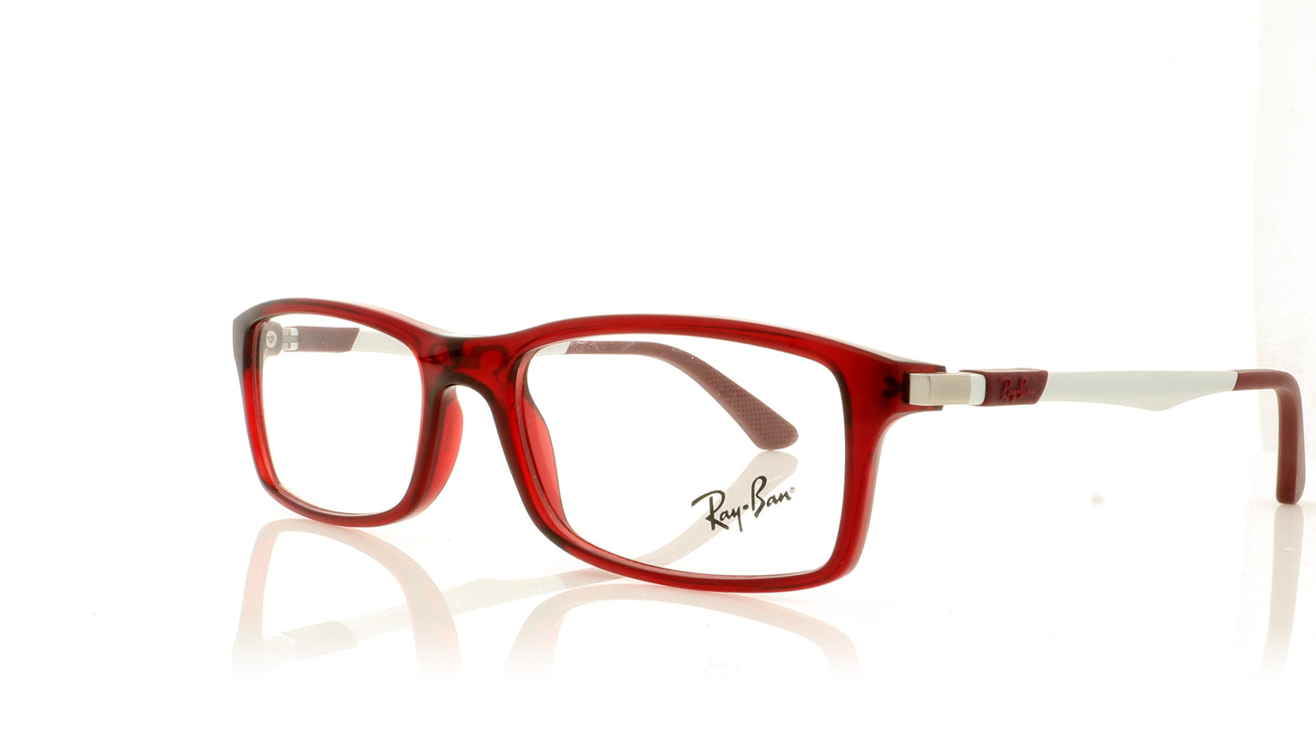 Ray-Ban 0RX7017 5773 Transparent Red Glasses - Angle