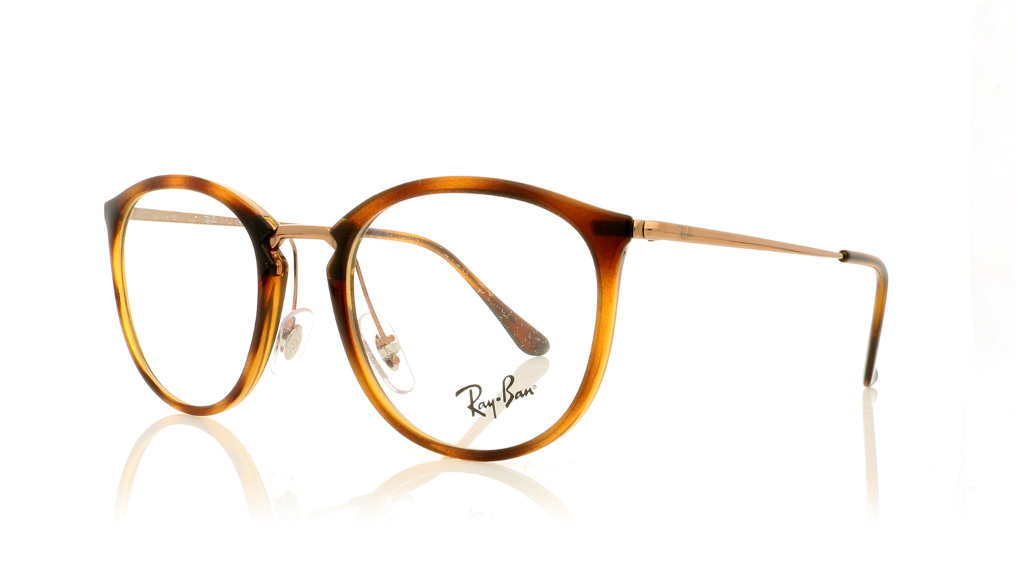 Ray-Ban 0RX7140 5687 Stripped Havana Glasses - Angle