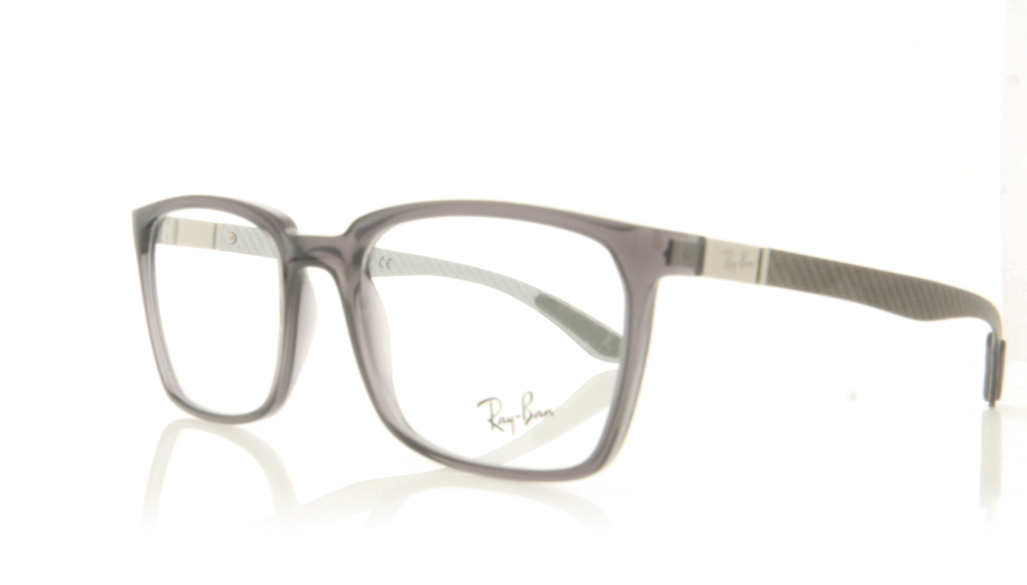 Ray-Ban 0RX8906 8061 Shiny Transparent Grey Glasses - Angle