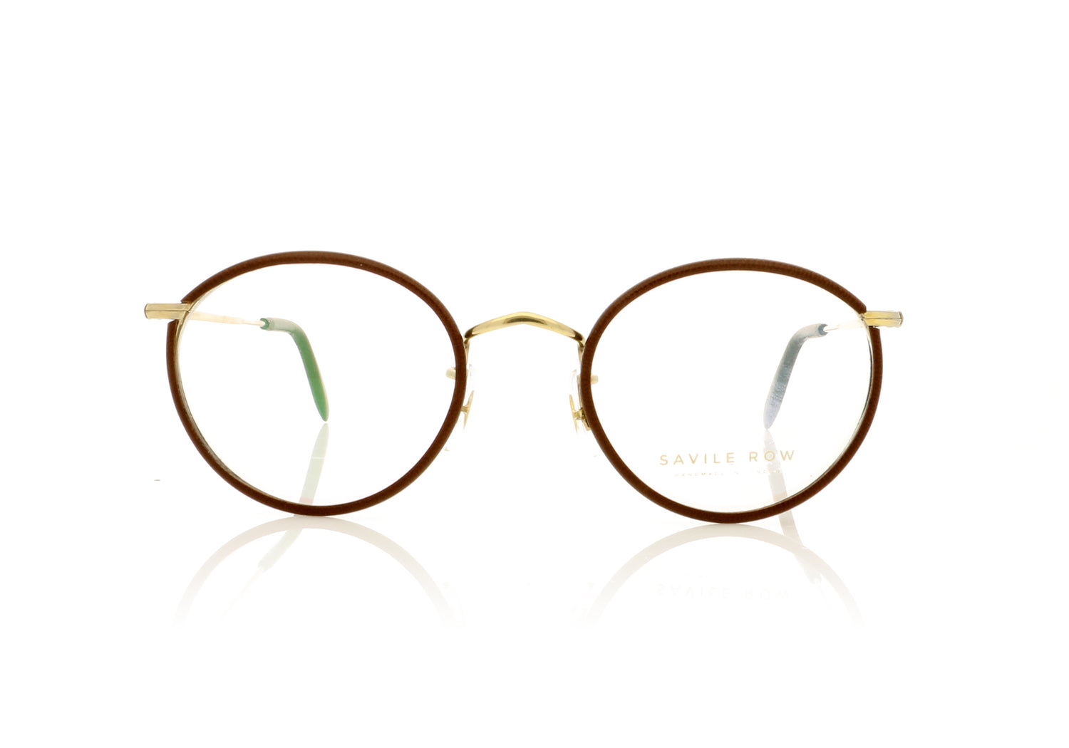 Savile Row Panto Leather Brown Glasses - Front