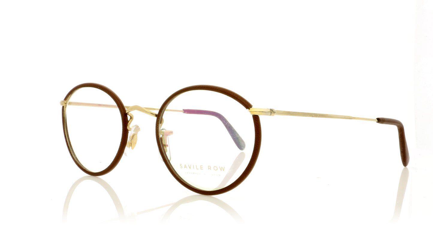 Savile Row Panto Leather Brown Glasses - Angle