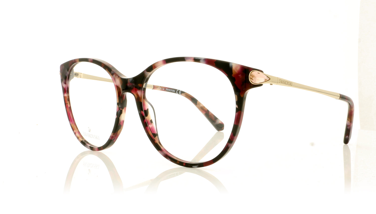 Swarovski SK5372/V SW 5372 55 Pink Tortoise Glasses - Angle
