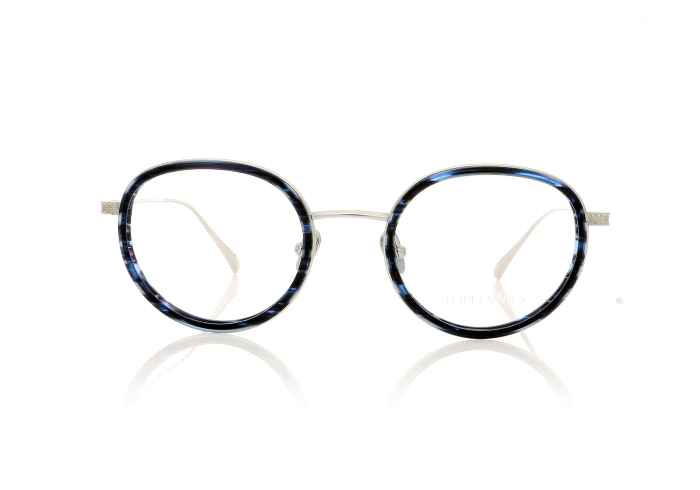 Tom Davies TD635 TD-635 PSSDB Polished Silver-Smoked Deep Blue Glasses - Front