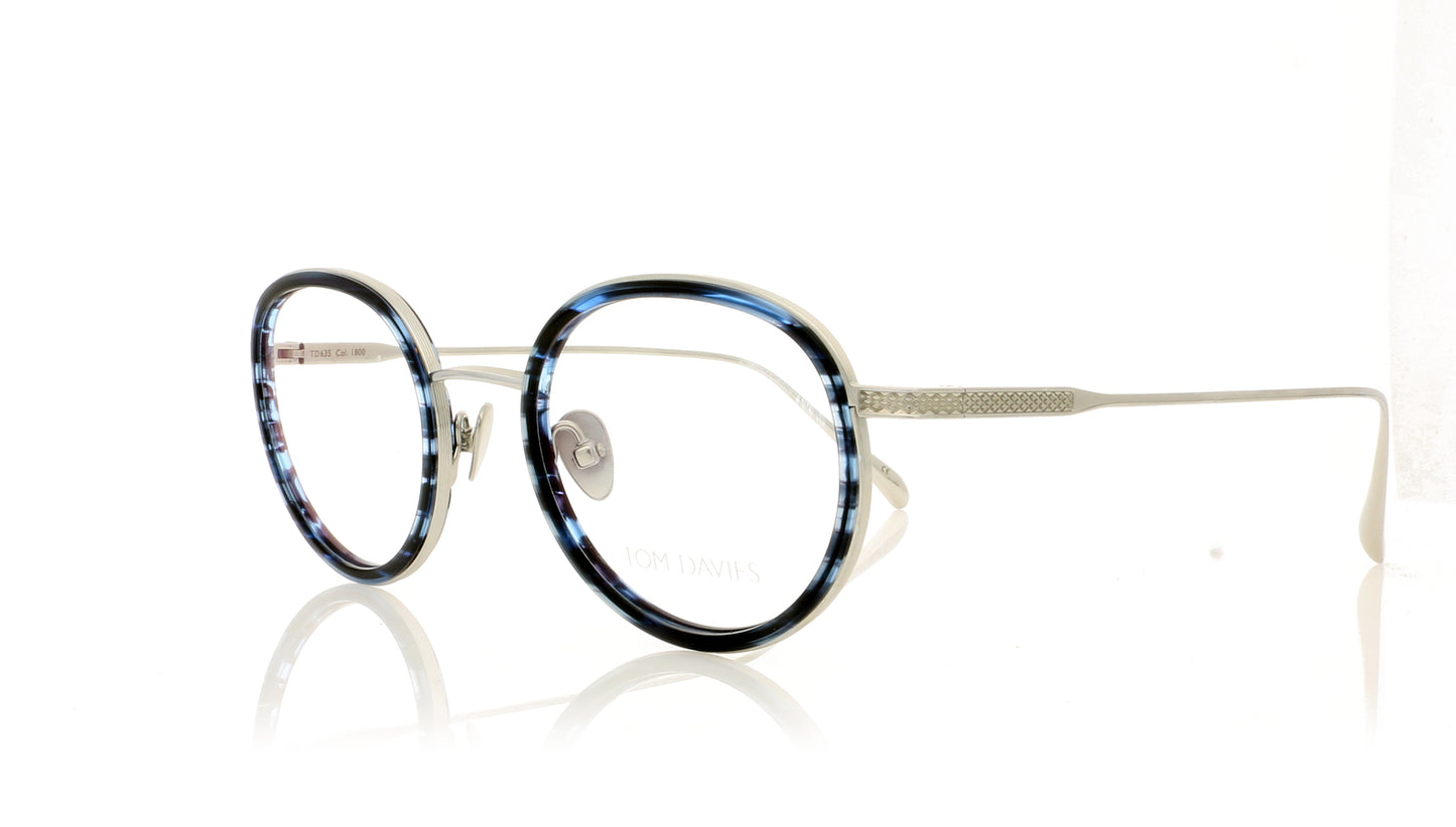 Tom Davies TD635 TD-635 PSSDB Polished Silver-Smoked Deep Blue Glasses - Angle