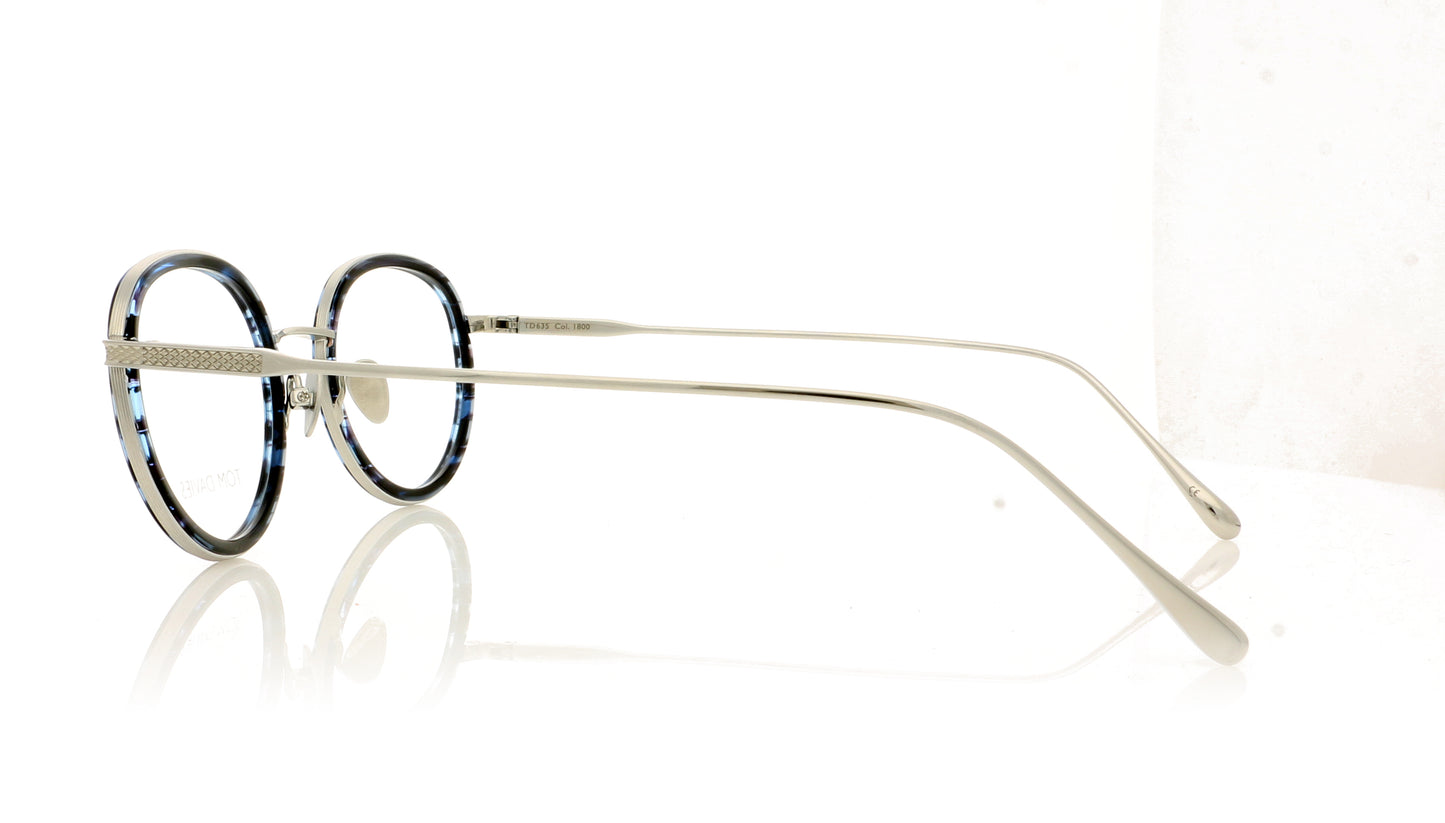 Tom Davies TD635 TD-635 PSSDB Polished Silver-Smoked Deep Blue Glasses - Side