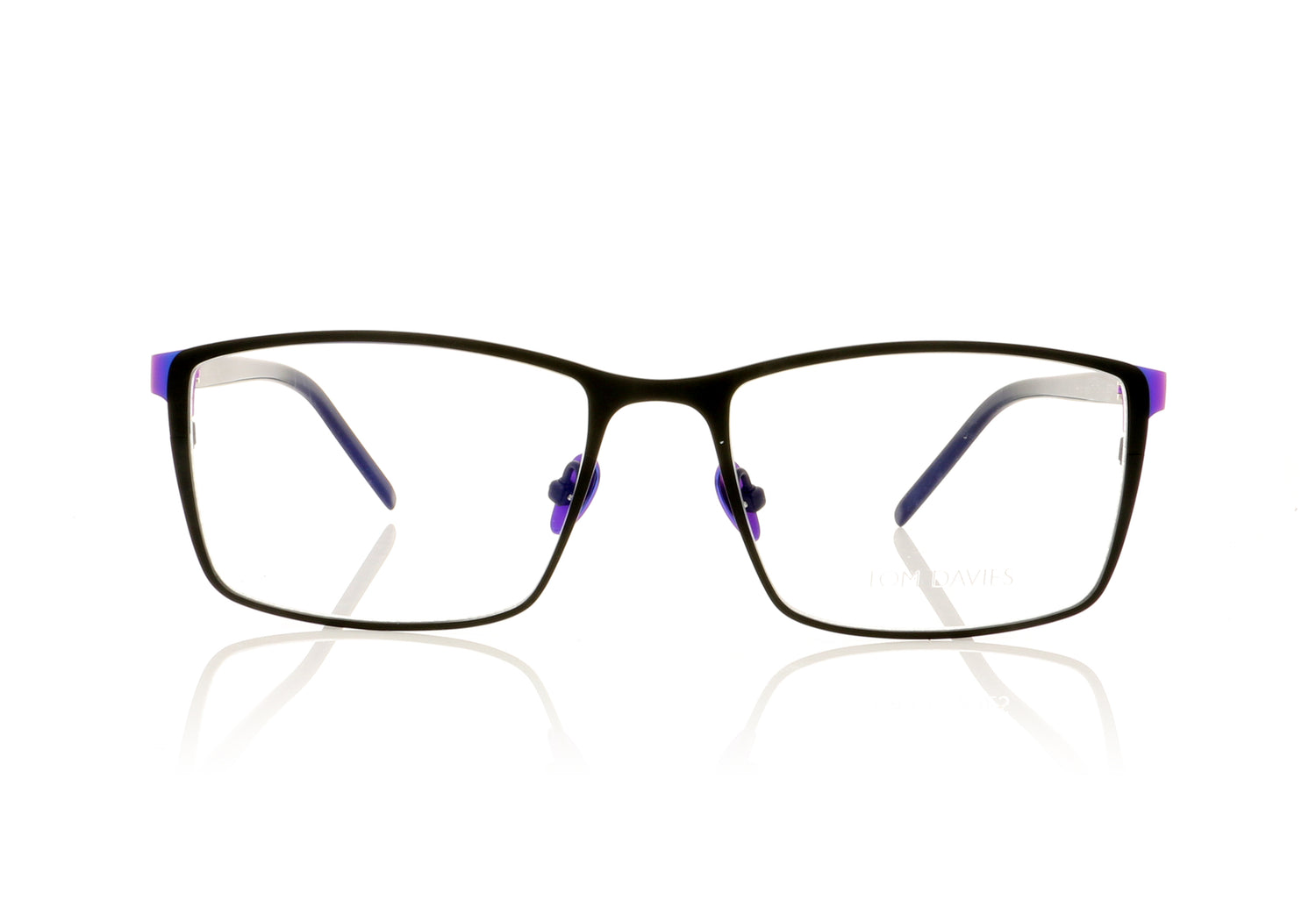 Tom Davies TD498 C1495 Black Electric Blue Glasses - Front
