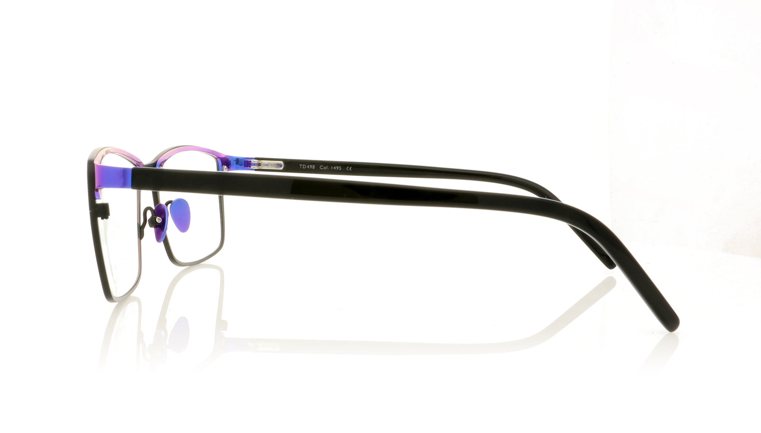 Tom Davies TD498 C1495 Black Electric Blue Glasses - Side